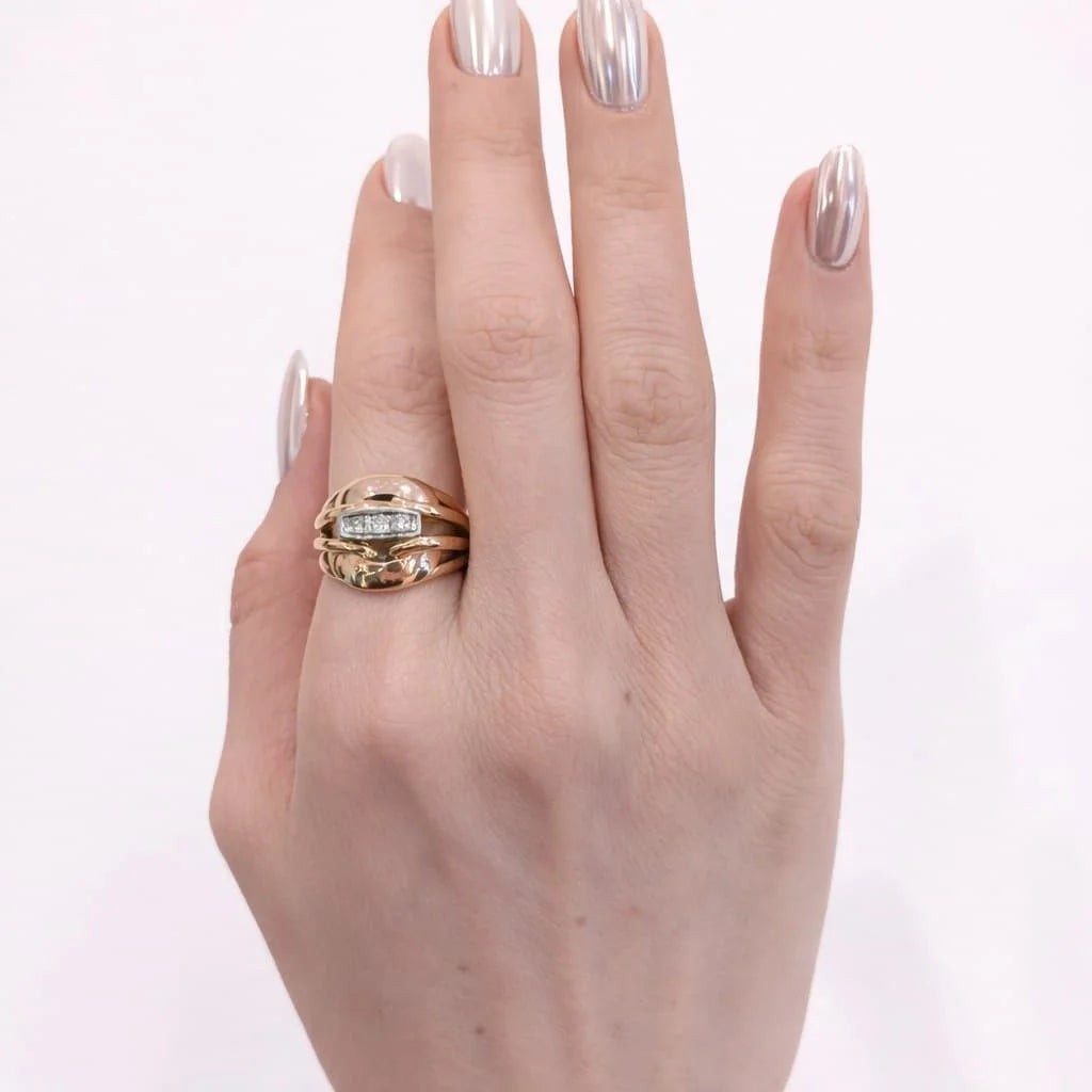 Dome Ring in Rose Gold and Diamonds