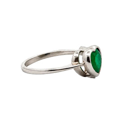 White Gold Solitaire Ring with an Emerald