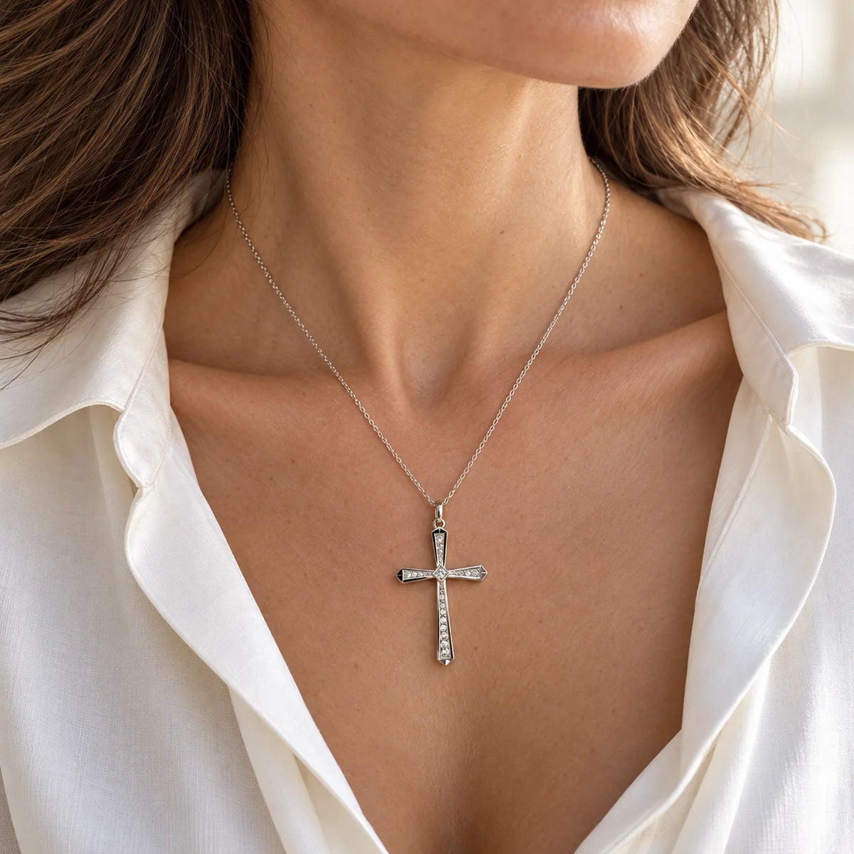 Pendentif en or blanc et diamants