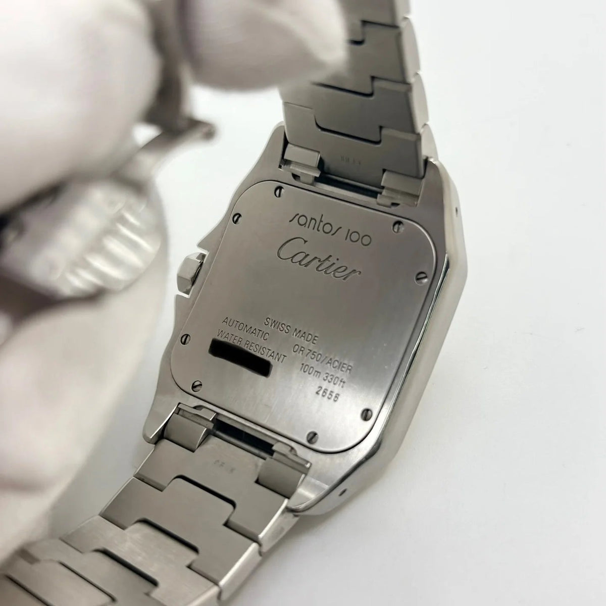 CARTIER "Santos 100" watch in yellow gold and stainless steel