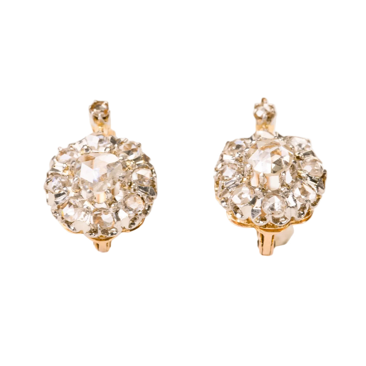 Rose gold, Platinum, and Diamond Lever-back Earrings