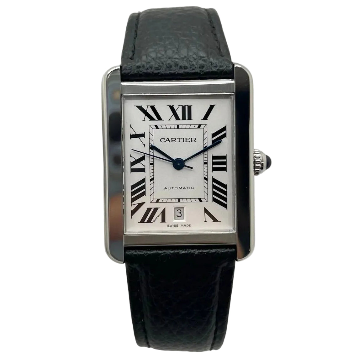 Montre CARTIER Tank Solo XL en acier et cuir