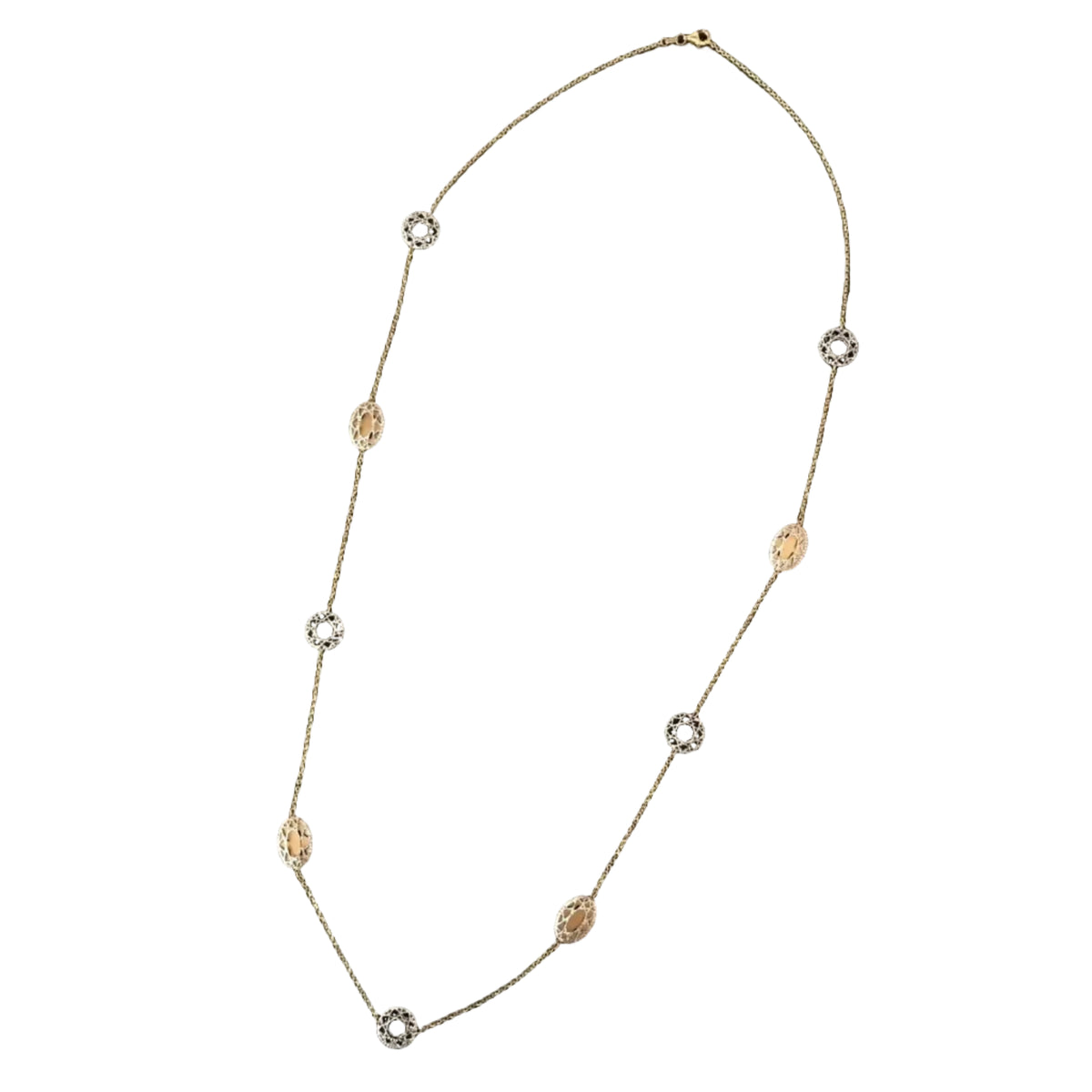 Long Necklace in White Gold and Yellow Gold