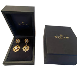 BUCCELLATI "Opéra" Drop Earrings in white gold, yellow gold, and diamonds