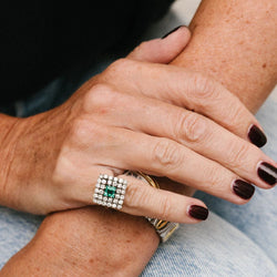 Entourage Ring in Platinum, Emerald, and Diamonds