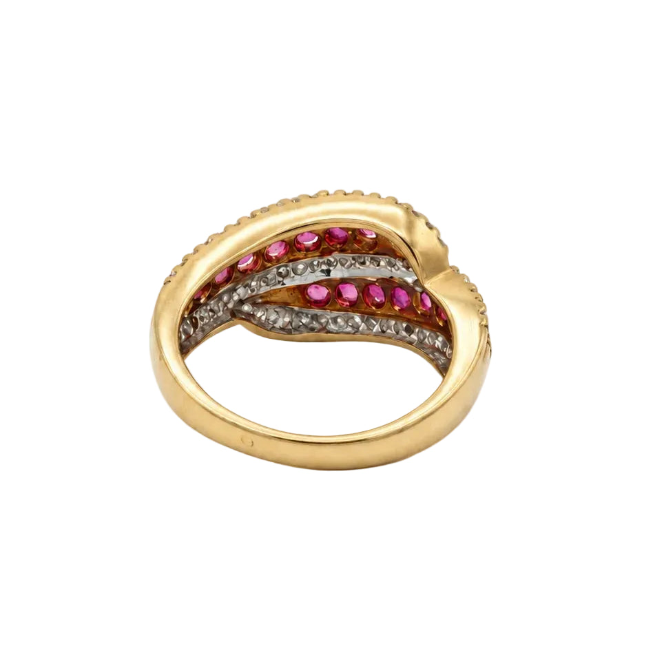 "Toi & Moi" Ring in Yellow Gold, Rubies, and Diamonds