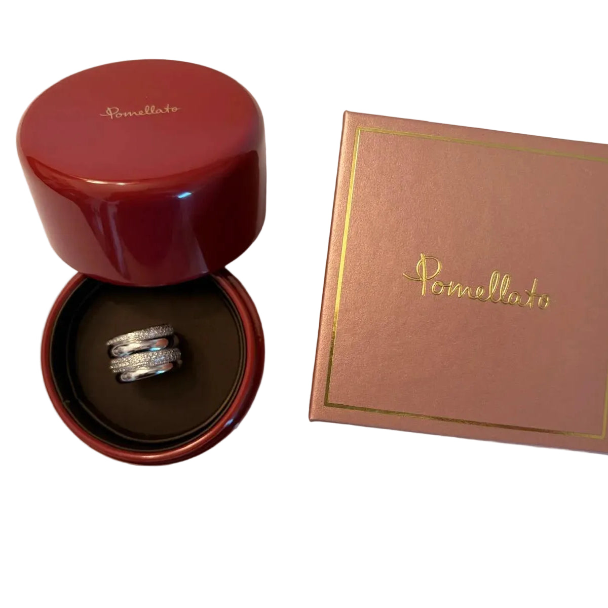 POMELLATO "Tubolare" Band Ring in white gold and diamonds