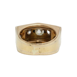 Tank Ring in Yellow Gold, Platinum, and Diamonds