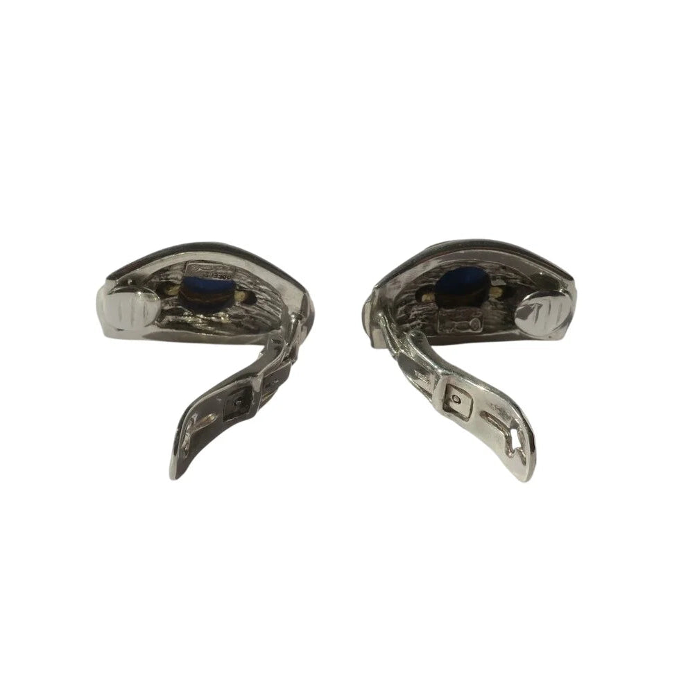 Ilias LALAOUNIS Clip-on Earrings with 3.6 carats of Sapphires, Silver, and 18k Yellow gold