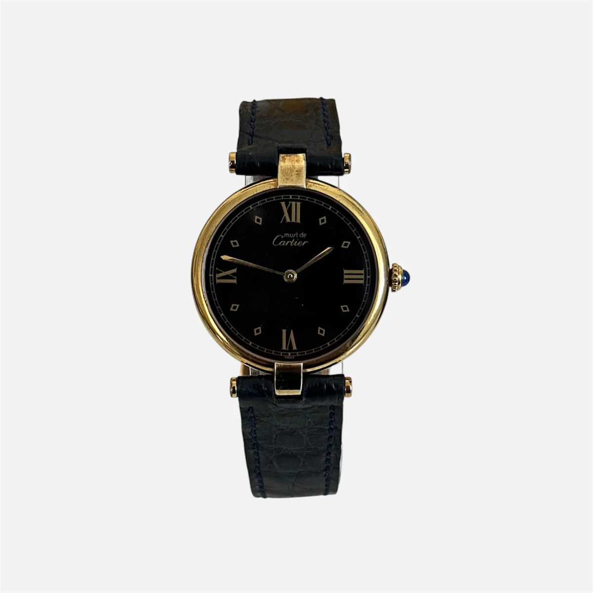 CARTIER "Must de Vendôme" watch in Vermeil and leather