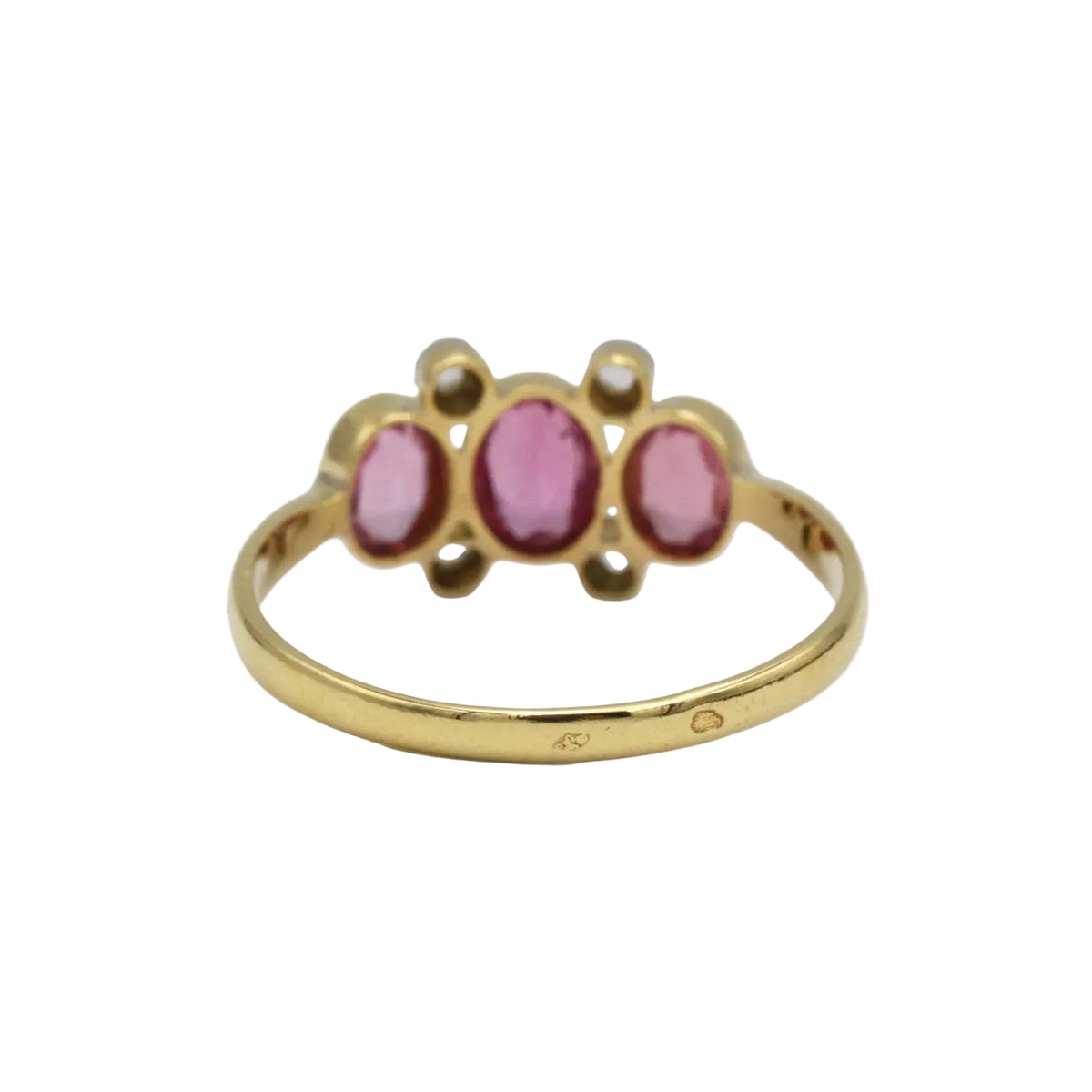 Bague Trilogie en or jaune, saphirs et diamants