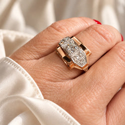 Tank Ring in Rose Gold and Diamonds