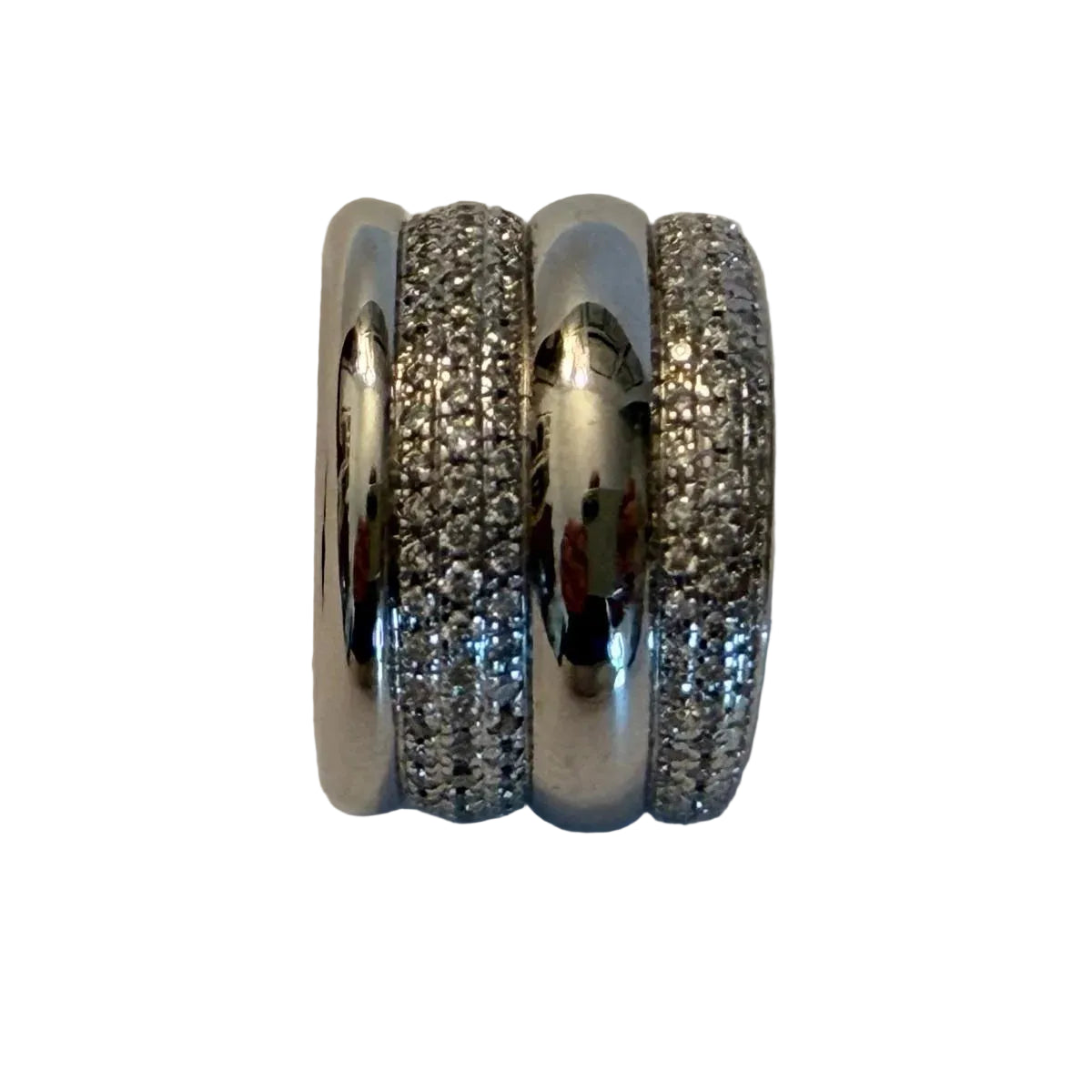 POMELLATO "Tubolare" Band Ring in white gold and diamonds
