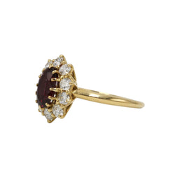Marguerite Ring in Yellow Gold, Rubies, and Diamonds