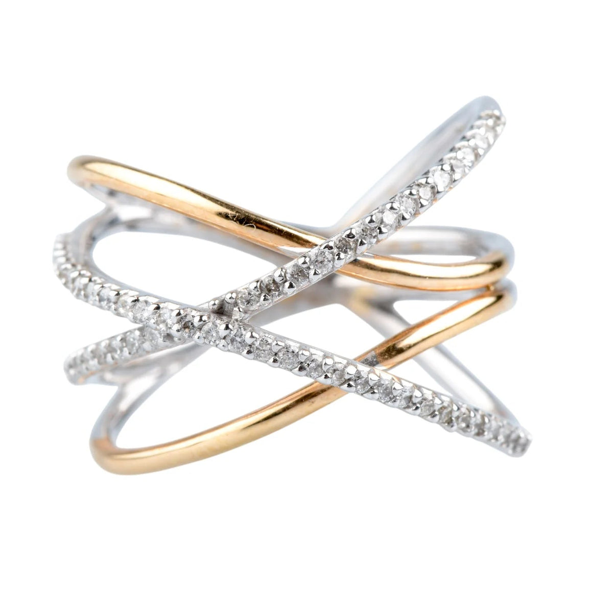 Pave Ring in White gold, Yellow gold, and Diamonds