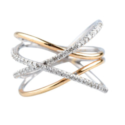 Pave Ring in White gold, Yellow gold, and Diamonds