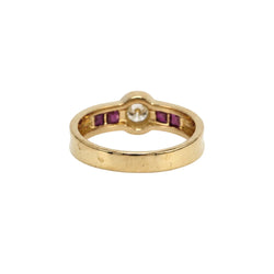 Yellow gold ring with rubies and diamonds