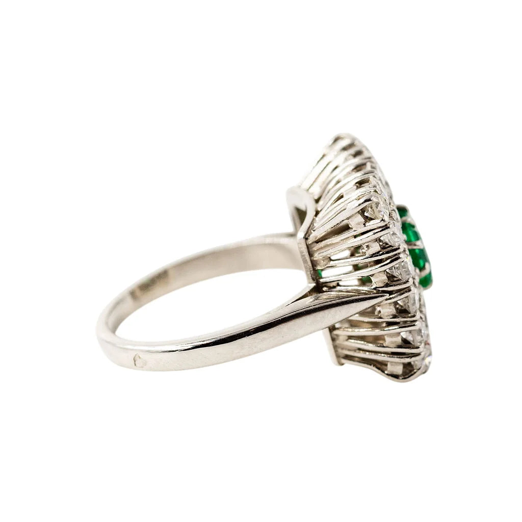 Entourage Ring in Platinum, Emerald, and Diamonds