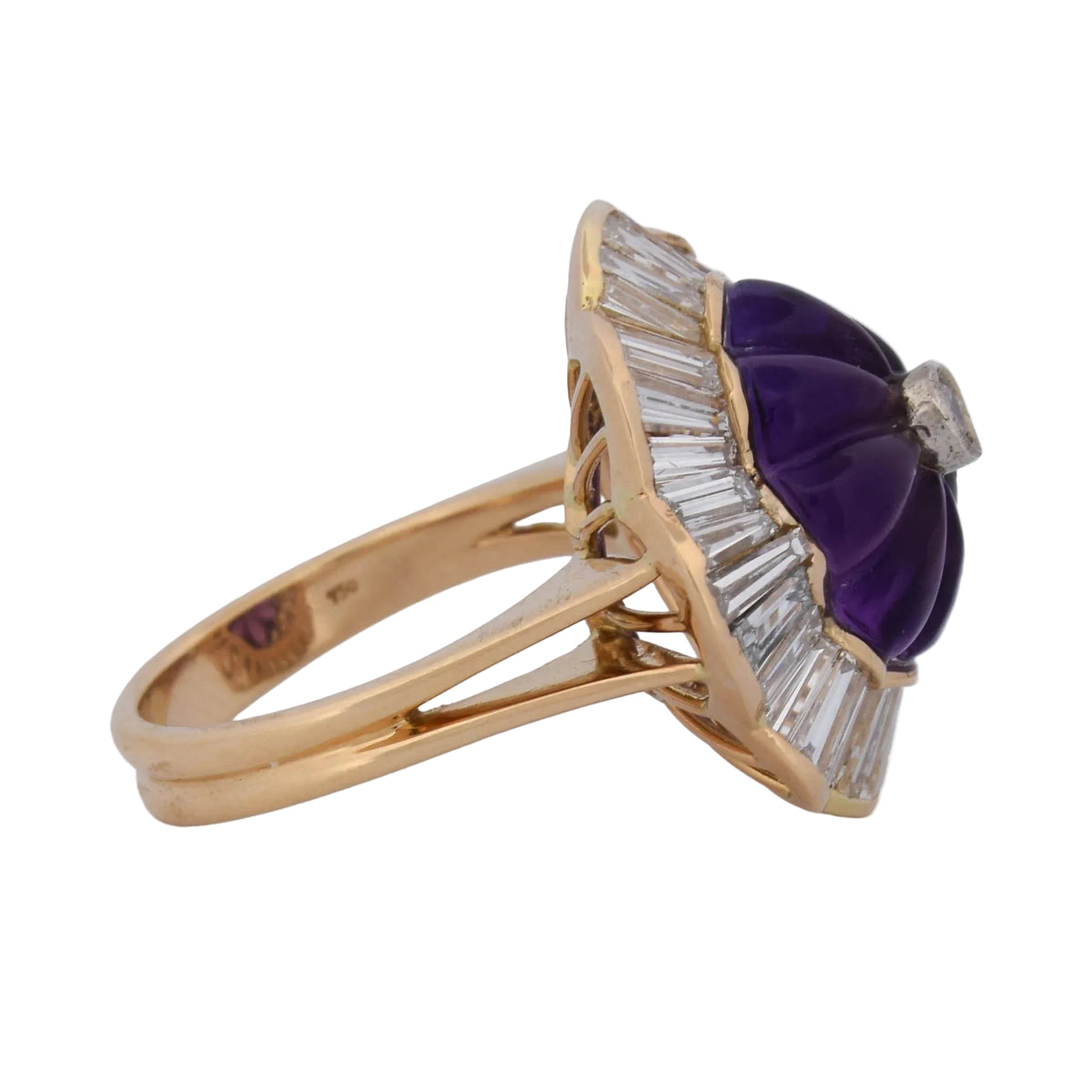"Entourage" Ring in Yellow Gold, Amethyst, and Diamonds
