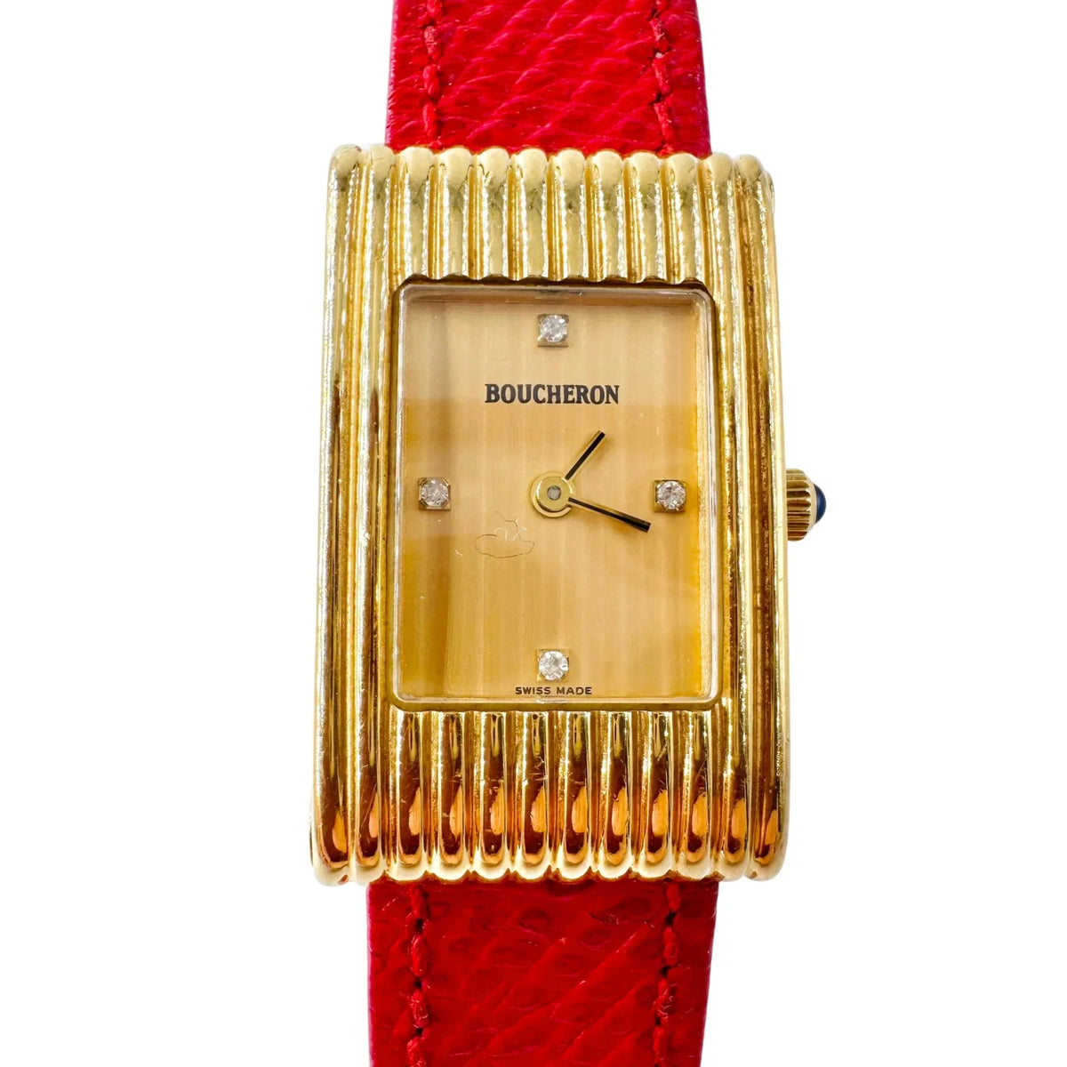 Montre BOUCHERON Reflet en or jaune, cuir et diamants