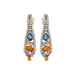 Boucles d’oreilles Pendantes en or blanc, saphirs et diamants