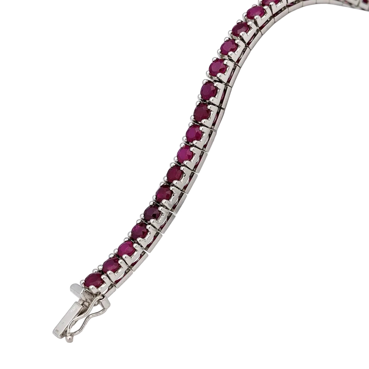 "Ligne" Bracelet in White Gold and Rubies