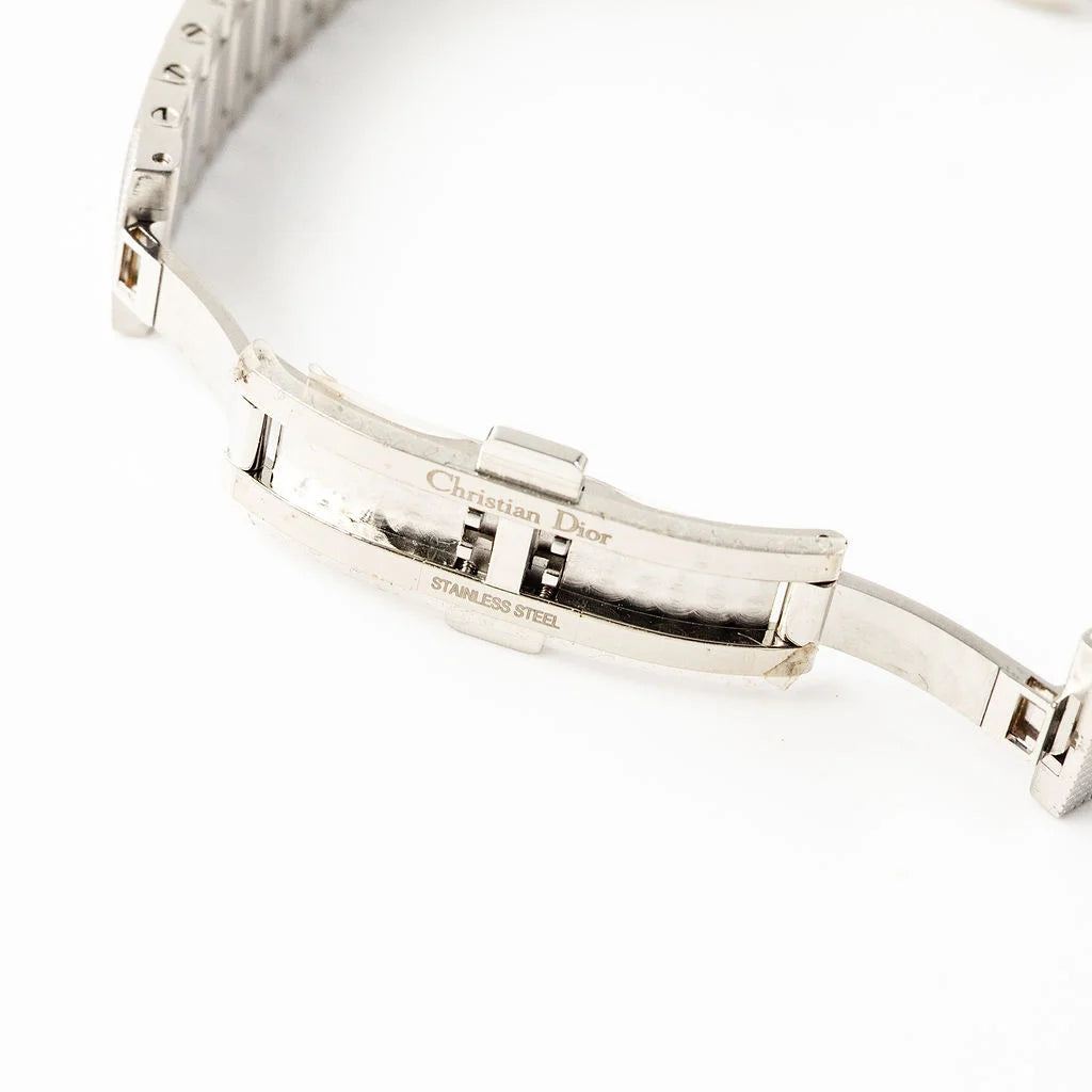 DIOR "La Baby D" ladies' watch in stainless steel, Mother-of-pearl, and diamonds