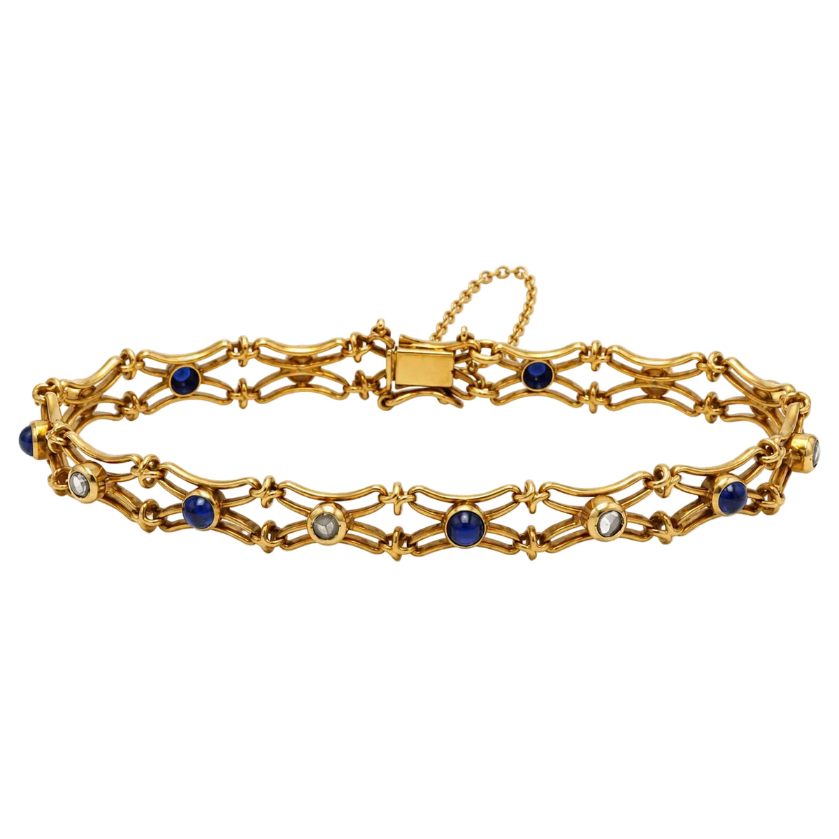 Bracelet Maille en or jaune, saphirs et diamants