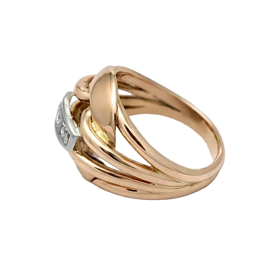Dome Ring in Rose Gold and Diamonds