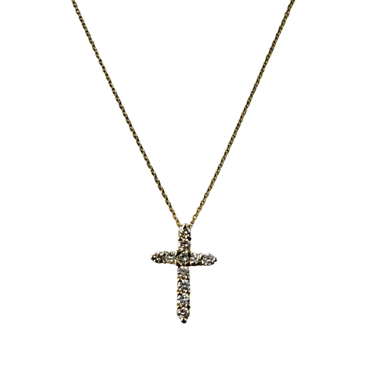 Yellow Gold Cross Pendant Necklace with Diamonds