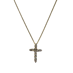 Yellow Gold Cross Pendant Necklace with Diamonds