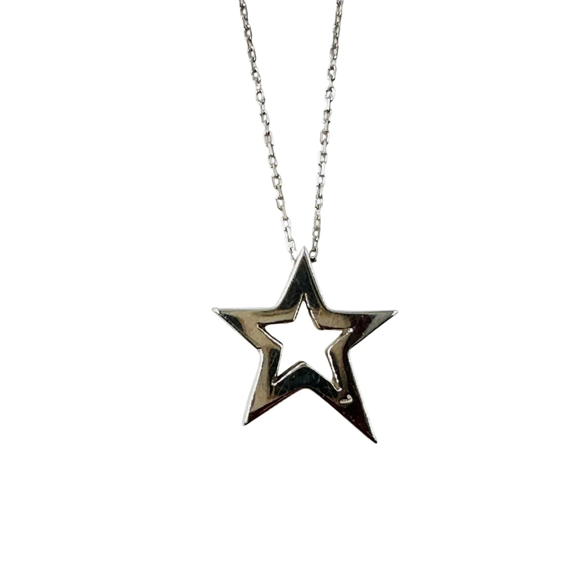 White Gold Star Pendant Necklace with Diamonds