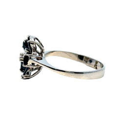 Cocktail Ring in White Gold, Sapphires, and Diamond