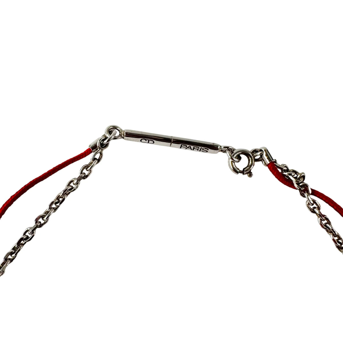 DIOR Silver Cross Pendant Necklace with Cord