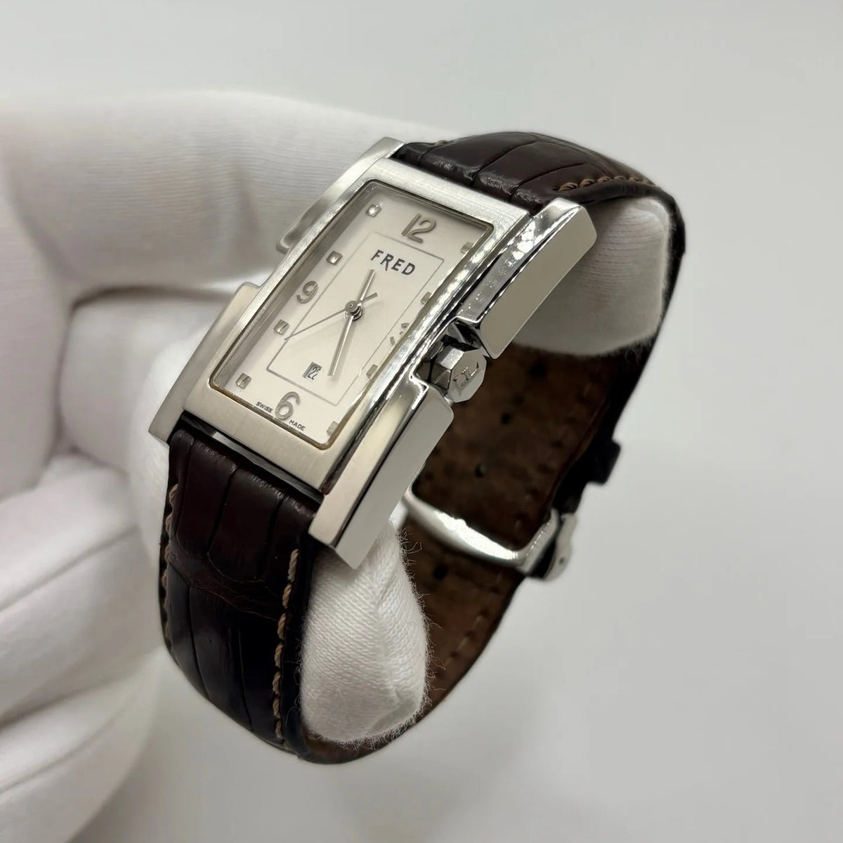 FRED "Tank" Watch in Stainless Steel and Leather