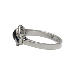 White gold ring with sapphires and diamonds