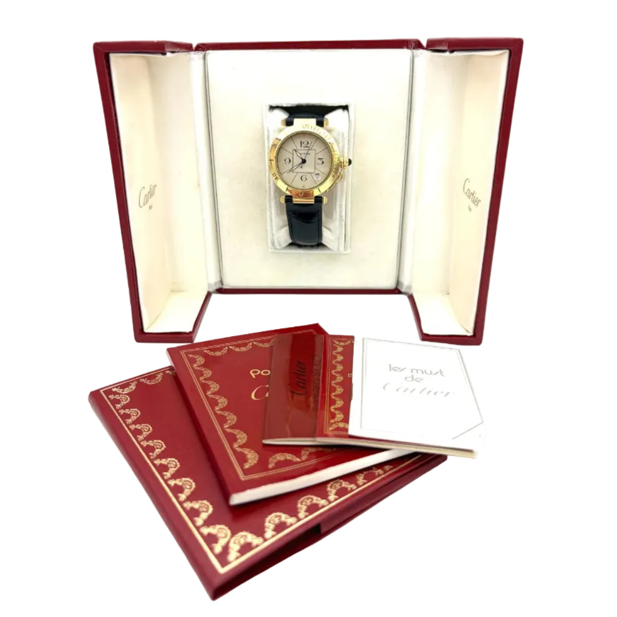 CARTIER "Pasha" Watch in Yellow Gold and Leather