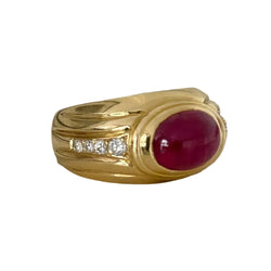 Yellow Gold Bangle Ring with Rubies and Diamonds