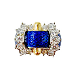 Bague FRED Ceinture en or jaune, or blanc, émail et diamants