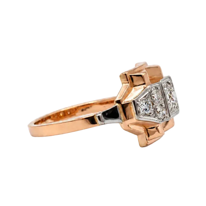 Tank Ring in Rose Gold and Diamonds