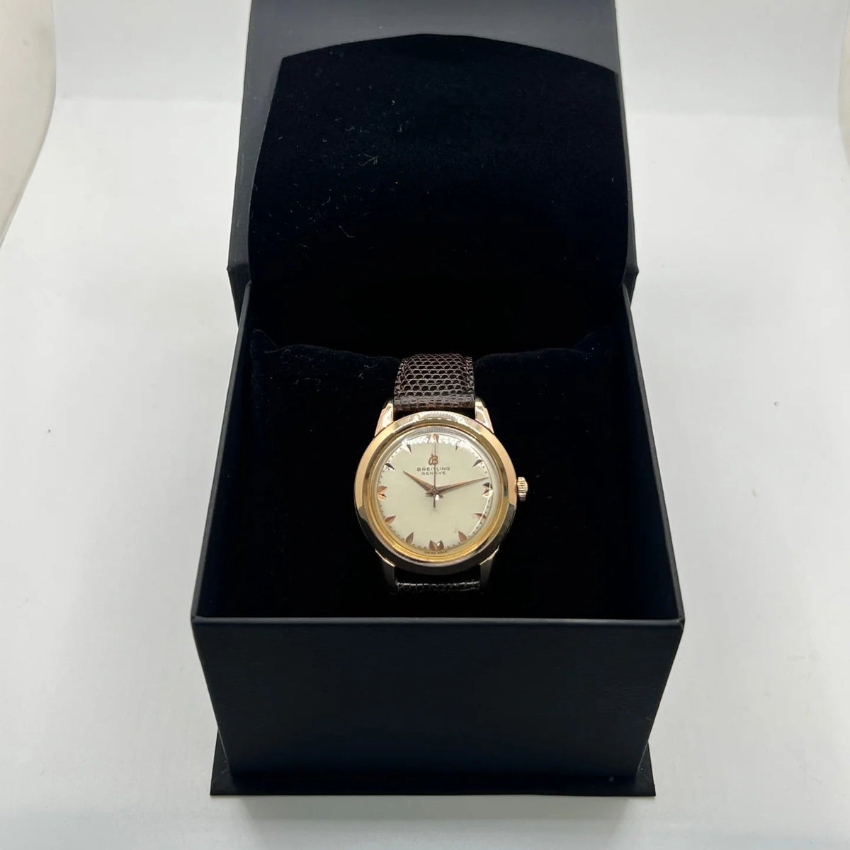 BREITLING "Geneva" Watch in rose gold-plated steel and leather