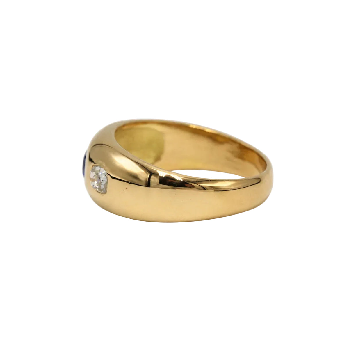 Yellow Gold Bangle Ring with Sapphire and Diamonds