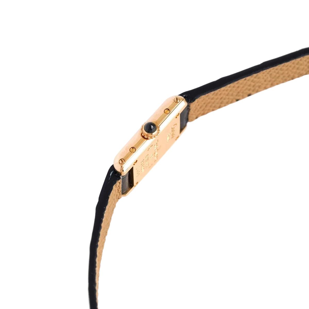 CARTIER "Tank Louis Cartier Mini" watch in yellow gold, stainless steel, and leather