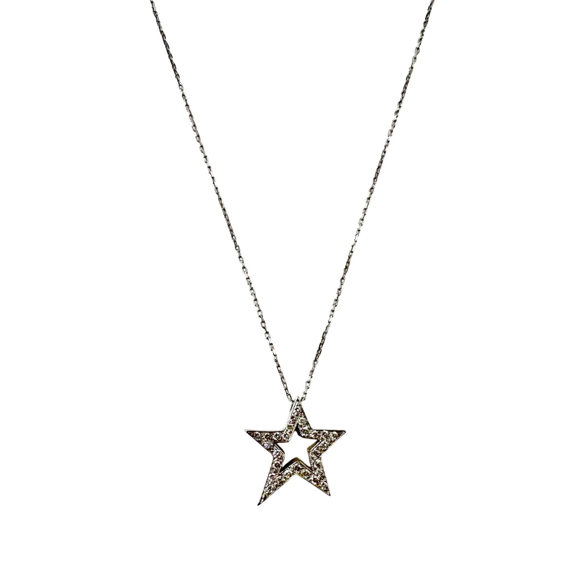 White Gold Star Pendant Necklace with Diamonds