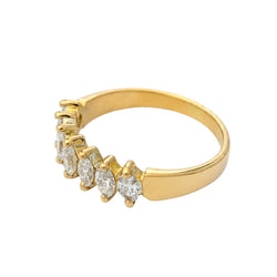 Yellow Gold Wedding Band with Marquise-Cut Diamonds