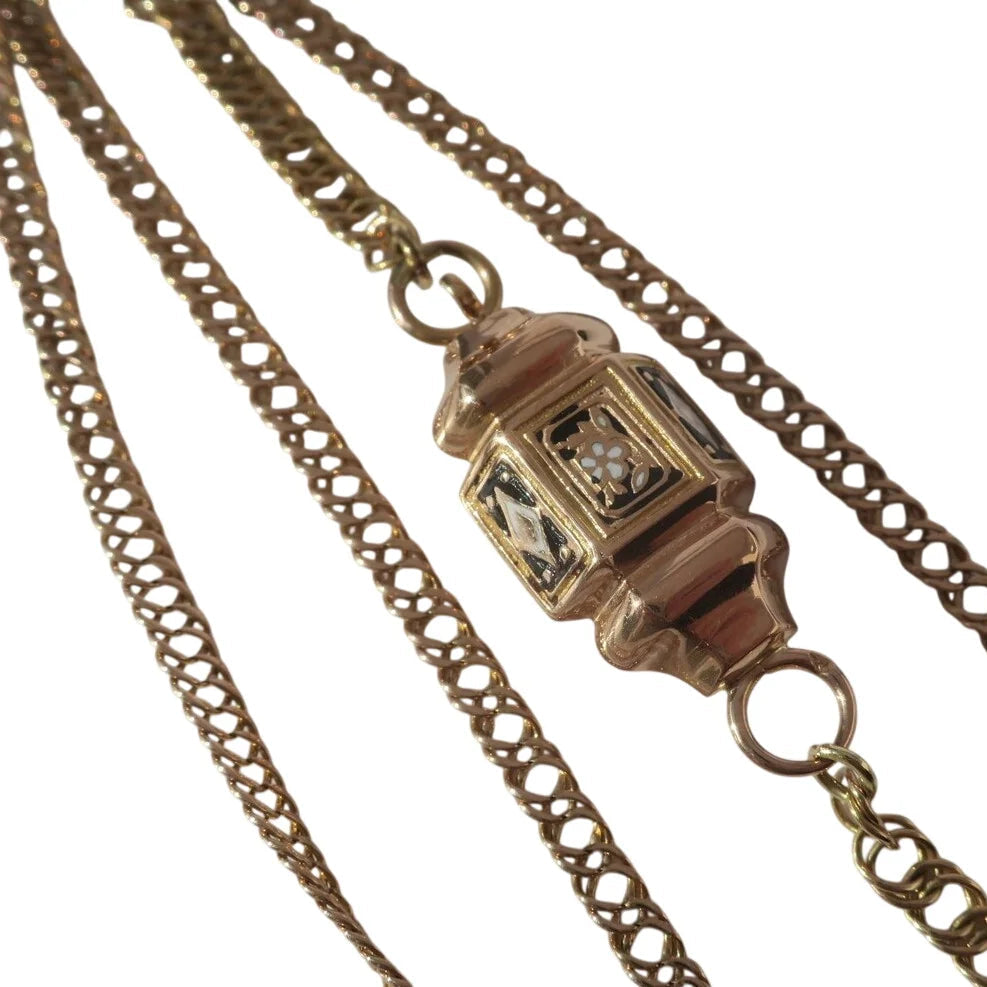 Auvergnat Chain Necklace "Regional 19th Century" with Rose Gold Enamel Clasp