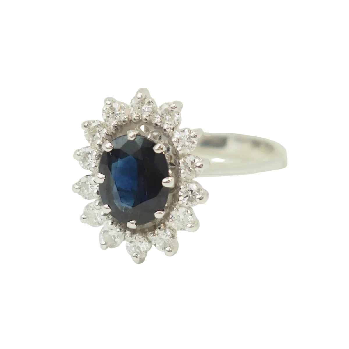 Bague Marguerite en or blanc, saphir et diamants