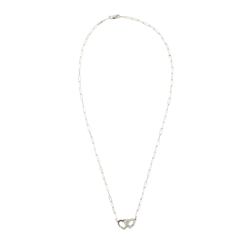DINH VAN "Double Hearts R9 Handcuffs" Pendant Necklace in white gold and diamonds