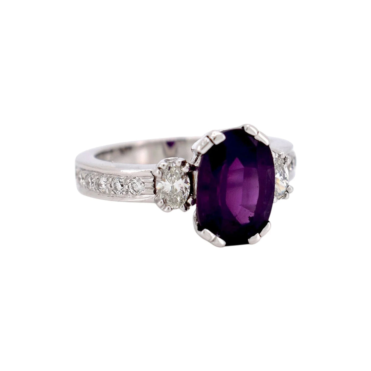 Trilogy Ring in White Gold, Sapphire, and Diamonds