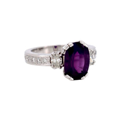 Trilogy Ring in White Gold, Sapphire, and Diamonds